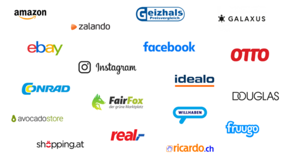Marktplätze wie Amazon, eBay, Galaxus, Zalando und weitere